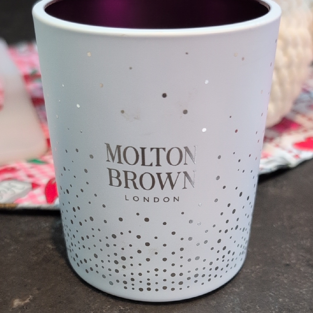 Molton Brown White, Plum, And Silver Candle Vessel EMPTY
